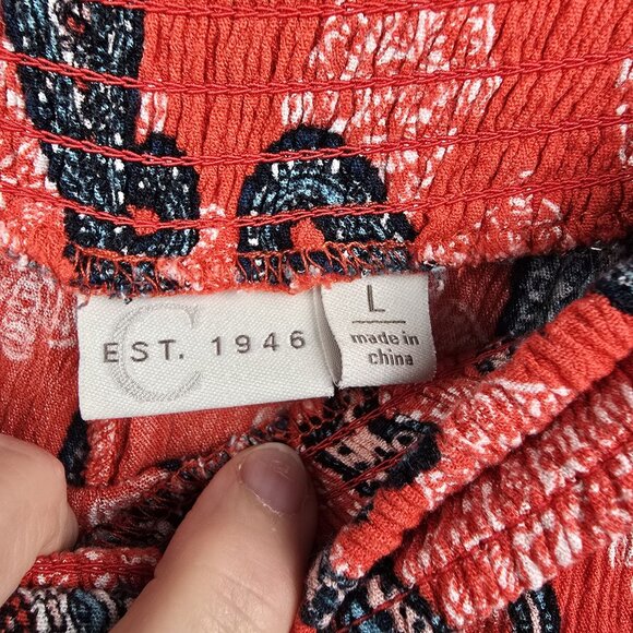 EST. 1946 Womens Red Paisley Print Wide-Leg Pants L Lightweight Rayon Boho - Picture 3 of 8